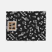 Couverture Polaire Noir et blanc Note Musicien Monogramme (Devant (Horizontal))