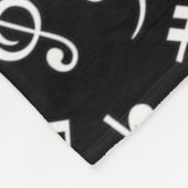 Couverture Polaire Noir et blanc Note Musicien Monogramme (Coin)