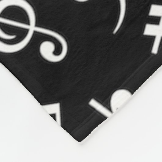 Couverture Polaire Noir et blanc Note Musicien Monogramme (Coin)
