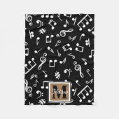 Couverture Polaire Noir et blanc Note Musicien Monogramme (Devant)