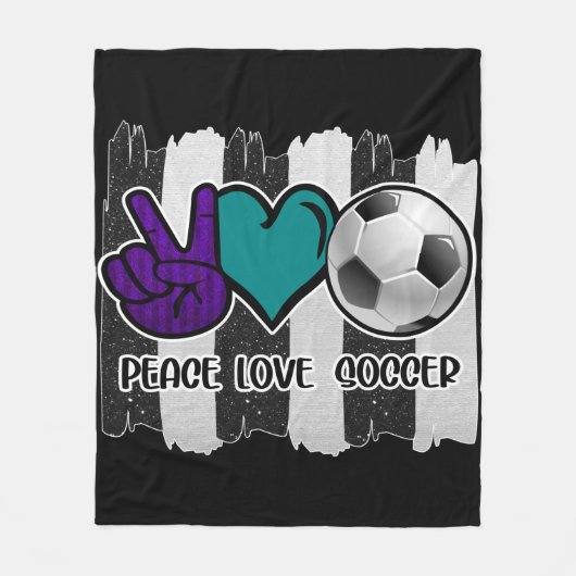 Couverture Polaire Noir et blanc Striped Peace Love Soccer (Devant)