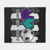 Couverture Polaire Noir et blanc Striped Peace Love Soccer (Devant (Horizontal))