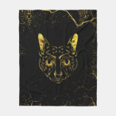 Couverture Polaire Noir et chat de Sphynx d'or (Devant)