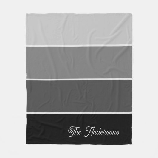 Couverture Polaire Noir et gris | Ombre Stripes avec script (Devant)