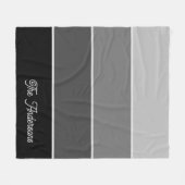 Couverture Polaire Noir et gris | Ombre Stripes avec script (Devant (Horizontal))