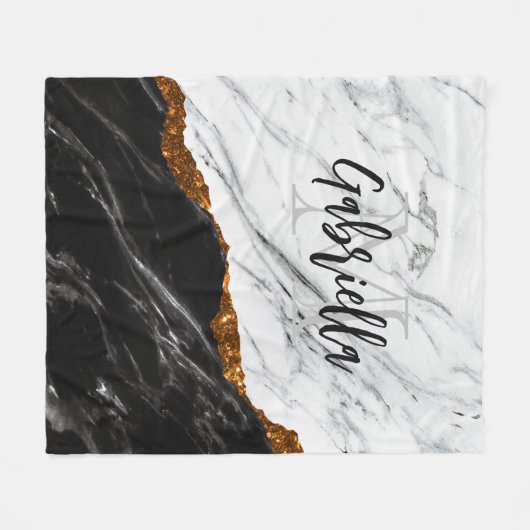 Couverture Polaire Noir et Marbre blanc (Devant (Horizontal))