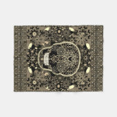 Couverture Polaire Noir et or de crâne de sucre (Devant (Horizontal))