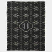 Couverture Polaire Noir et Parties scintillant monogrammes Snowflakes (Devant)