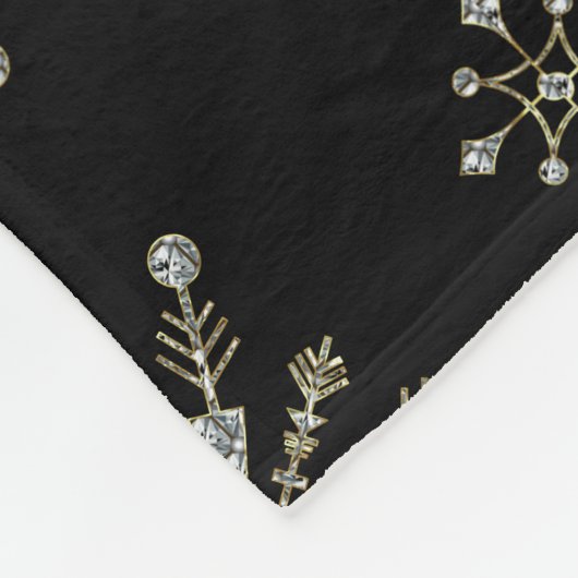 Couverture Polaire Noir et Parties scintillant monogrammes Snowflakes (Coin)