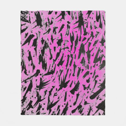 Couverture Polaire Noir et rose du néon funky (Devant)