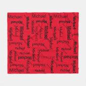 Couverture Polaire Noir et rouge Répétition prénom et nom (Devant (Horizontal))