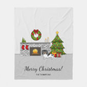 Couverture Polaire Noir Et Tan Pied Longues Cheveux Dachshund Noël (Devant)