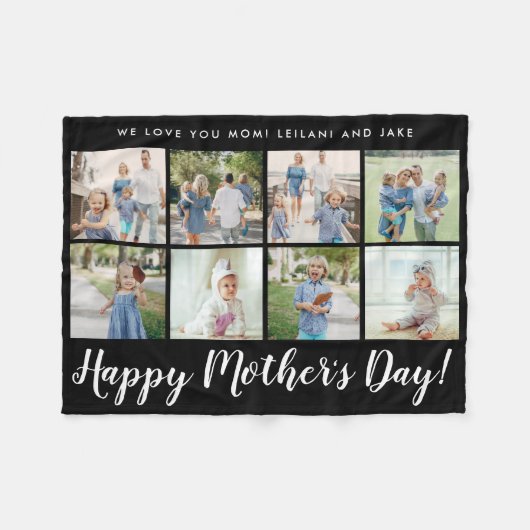 Couverture Polaire Noir fait sur commande du message | de mère de (Devant (Horizontal))