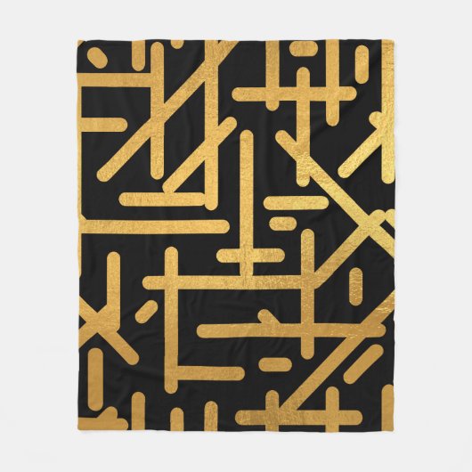 Couverture Polaire Noir Gold abstrait lignes motif (Devant)