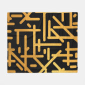 Couverture Polaire Noir Gold abstrait lignes motif (Devant (Horizontal))