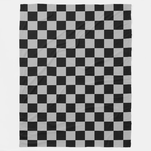 Couverture Polaire Noir + gris À damiers Motif de tableau de bord (Devant)