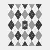 Couverture Polaire noir gris blanc Jacquard plaid monogrammé (Devant)