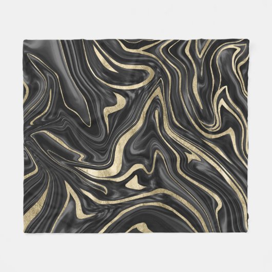 Couverture Polaire Noir gris blanc Marbre or #1 (Devant (Horizontal))