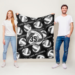 Couverture Polaire noir gris équipe couleurs filles J'aime le volley-