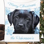 Couverture Polaire Noir Labrador Joyeux Noël