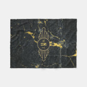 Couverture Polaire Noir Marbre trois lettres Monogramme Art Déco (Devant (Horizontal))