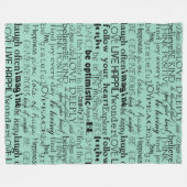 Couverture Polaire Noir Mint Green Mots Inspirants (Devant (Horizontal))