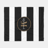 Couverture Polaire Noir moderne Blancs Or Nom Monogramme (Devant (Horizontal))