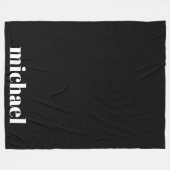Couverture Polaire Noir moderne Monogramme Nom personnalisé (Devant (Horizontal))