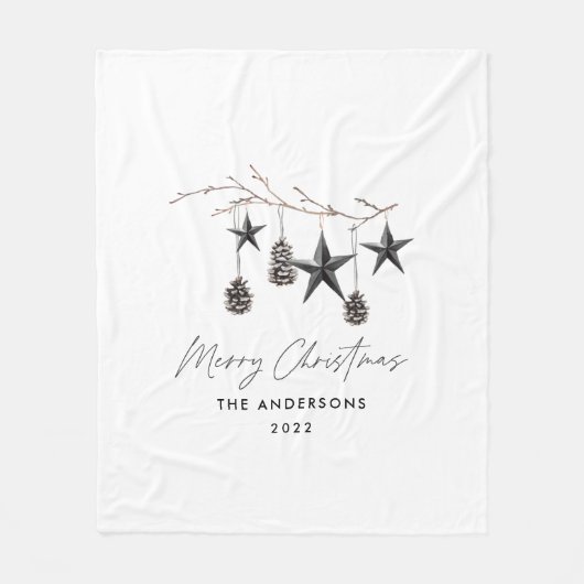 Couverture Polaire Noir moderne scandi élégant script Noël (Devant)