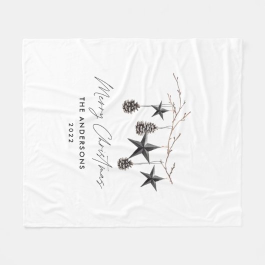Couverture Polaire Noir moderne scandi élégant script Noël (Devant (Horizontal))