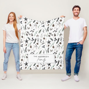 Couverture Polaire Noir moderne scandi élégant script Noël