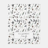 Couverture Polaire Noir moderne scandi élégant script Noël (Devant)