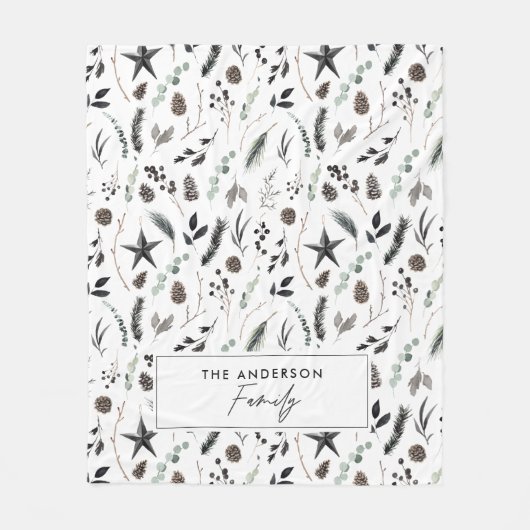 Couverture Polaire Noir moderne scandi élégant script Noël (Devant)