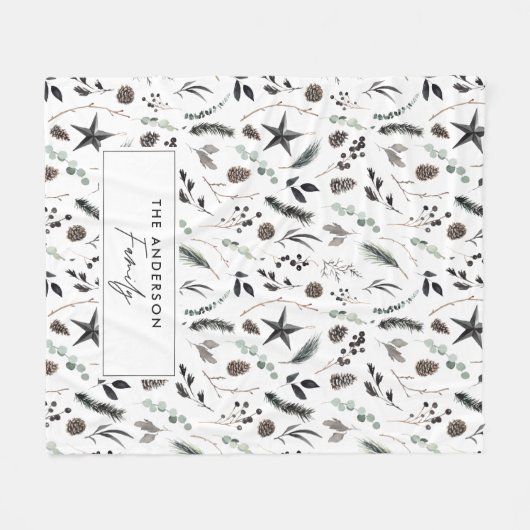 Couverture Polaire Noir moderne scandi élégant script Noël (Devant (Horizontal))