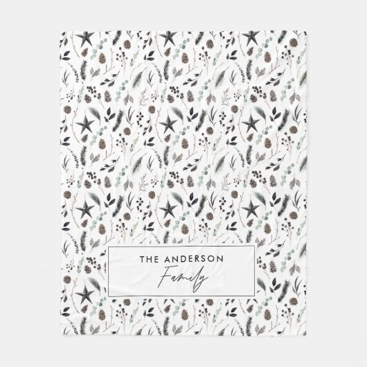 Couverture Polaire Noir moderne scandi élégant script Noël Fleec (Devant)