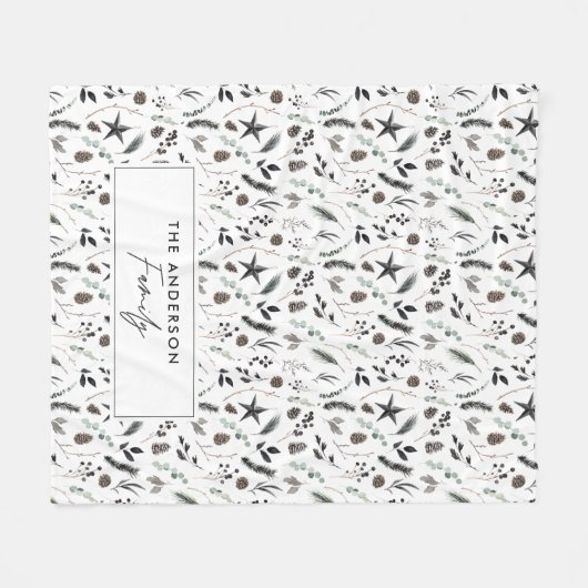 Couverture Polaire Noir moderne scandi élégant script Noël Fleec (Devant (Horizontal))