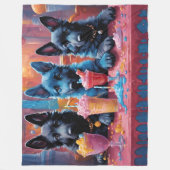 Couverture Polaire Noir N Bleu Chiens de Berger Allemand Chiens De Mi (Devant)