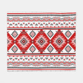 Couverture Polaire Noir noir rouge, motifs ukrainiens. (Devant (Horizontal))