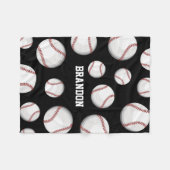Couverture Polaire Noir nommé fait sur commande de fan de base-ball (Devant (Horizontal))
