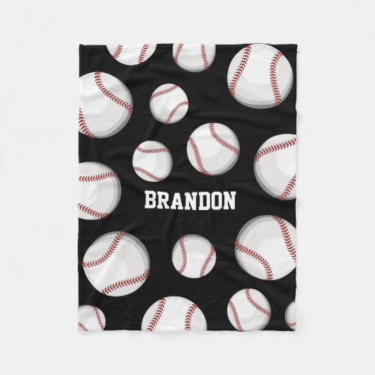 Couverture Polaire Noir nommé fait sur commande de fan de base-ball (Devant)