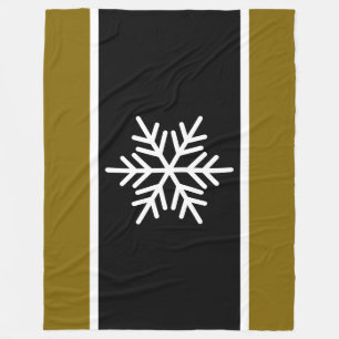 Couverture Polaire Noir nordique Golden Brown White Stripes Snowflake
