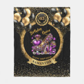Couverture Polaire Noir Or Anniversaire Reine Haut talons violet (Devant)