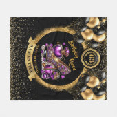 Couverture Polaire Noir Or Anniversaire Reine Haut talons violet (Devant (Horizontal))
