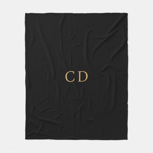 Couverture Polaire Noir or monogrammé initiales luxe (Devant)
