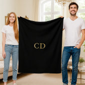 Couverture Polaire Noir or monogrammé initiales luxe