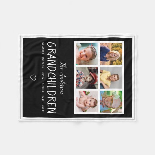 Couverture Polaire Noir personnalisé par collage de photo des (Devant (Horizontal))