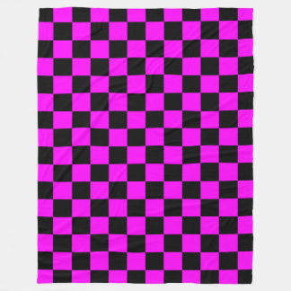 Couverture Polaire Noir + Pink Check À damiers Motif de tableau de bo