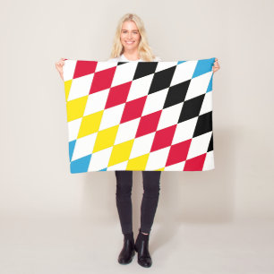 Couverture Polaire Noir rouge jaune Bavaria Motif Drapeau Diamant