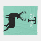 Couverture Polaire Noir rustique moderne & Turquoise (Devant (Horizontal))