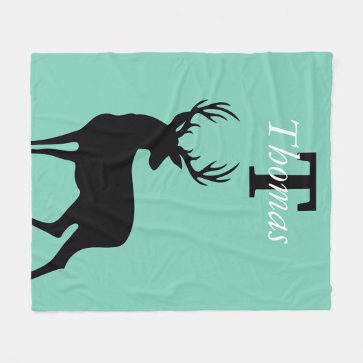 Couverture Polaire Noir rustique moderne & Turquoise (Devant (Horizontal))